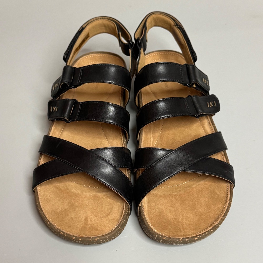 Clarks Rosilla Keene Black Leather Strappy Sandals Womens 10 M Unstructured